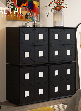 意式极简烤漆组合柜复古家用客厅边柜卧室斗柜中古收纳卡门电视柜