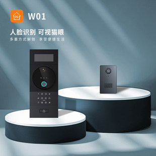 W01别墅墙装 智能锁远程APP解锁 人脸识别指纹刷卡密码