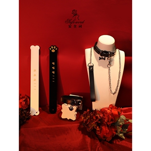 puppy项圈男女皮质choker带牵引绳sp工具亚克力猫抓手拍狗狗拍子