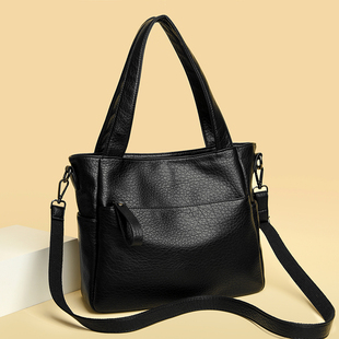 真皮大容量手提包时尚软皮大包单肩斜挎包中年妈妈包女士腋下手袋