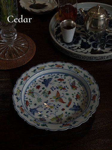 景德镇陶瓷壶承糕点盘手绘中式仿明成化青花复古干泡台点心料理盘