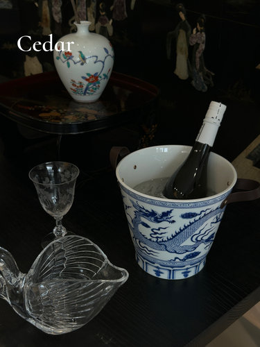cedar 元青花陶瓷冰桶冰镇威士忌红酒饮料香槟白葡萄酒雷司令冰桶