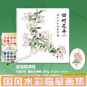 水彩涂色线稿 中国风手绘植物 全棉浆水彩纸填色临摹画册植物花卉