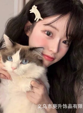 日系甜美可爱猫咪侧边夹刘海夹气质百搭萌趣发夹鸭嘴夹头饰