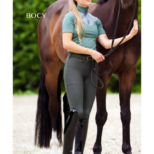 BOCY马术裤女障碍舞步比赛训练硅胶防滑骑马服速干女骑士服英伦风
