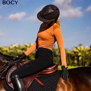 BOCY马术服上衣长袖女骑马服T恤骑士服障碍舞步训练套装速干英伦