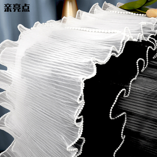 双边珍珠浪花纱内衬波浪纱花束包花褶皱网纱鲜花包装纱网材料花艺