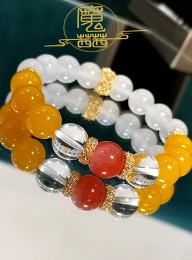 女生天然水晶玛瑙糖果色甜美手链