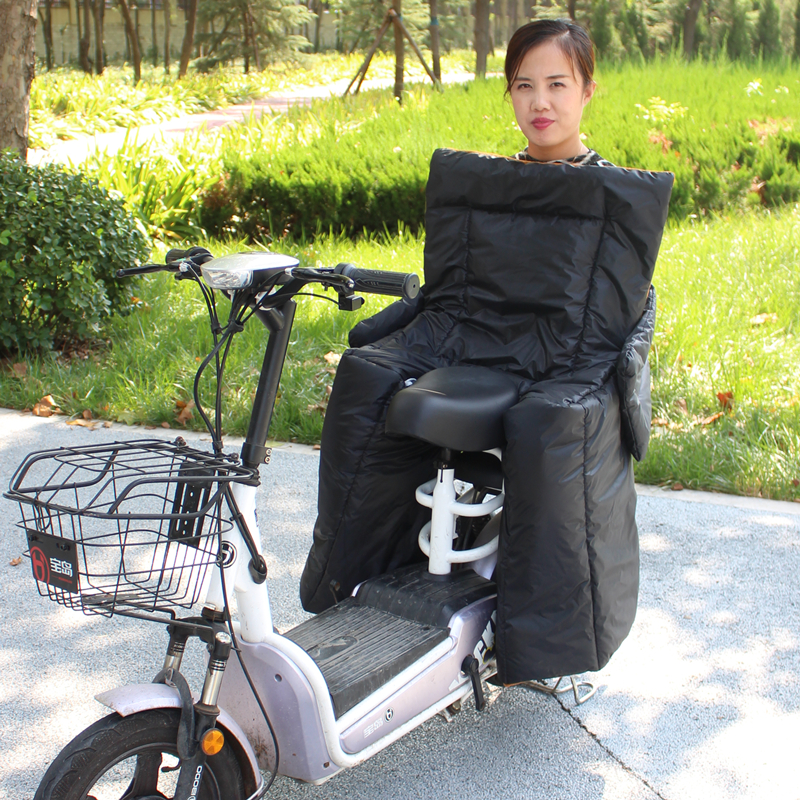 儿童保暖服电动车后座挡风被冬季防寒衣小孩加厚连体帽绒棉防护罩