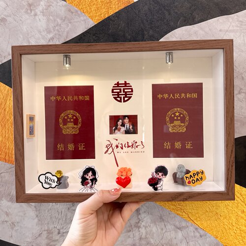 创意卡通结婚证相框纪念情侣礼物