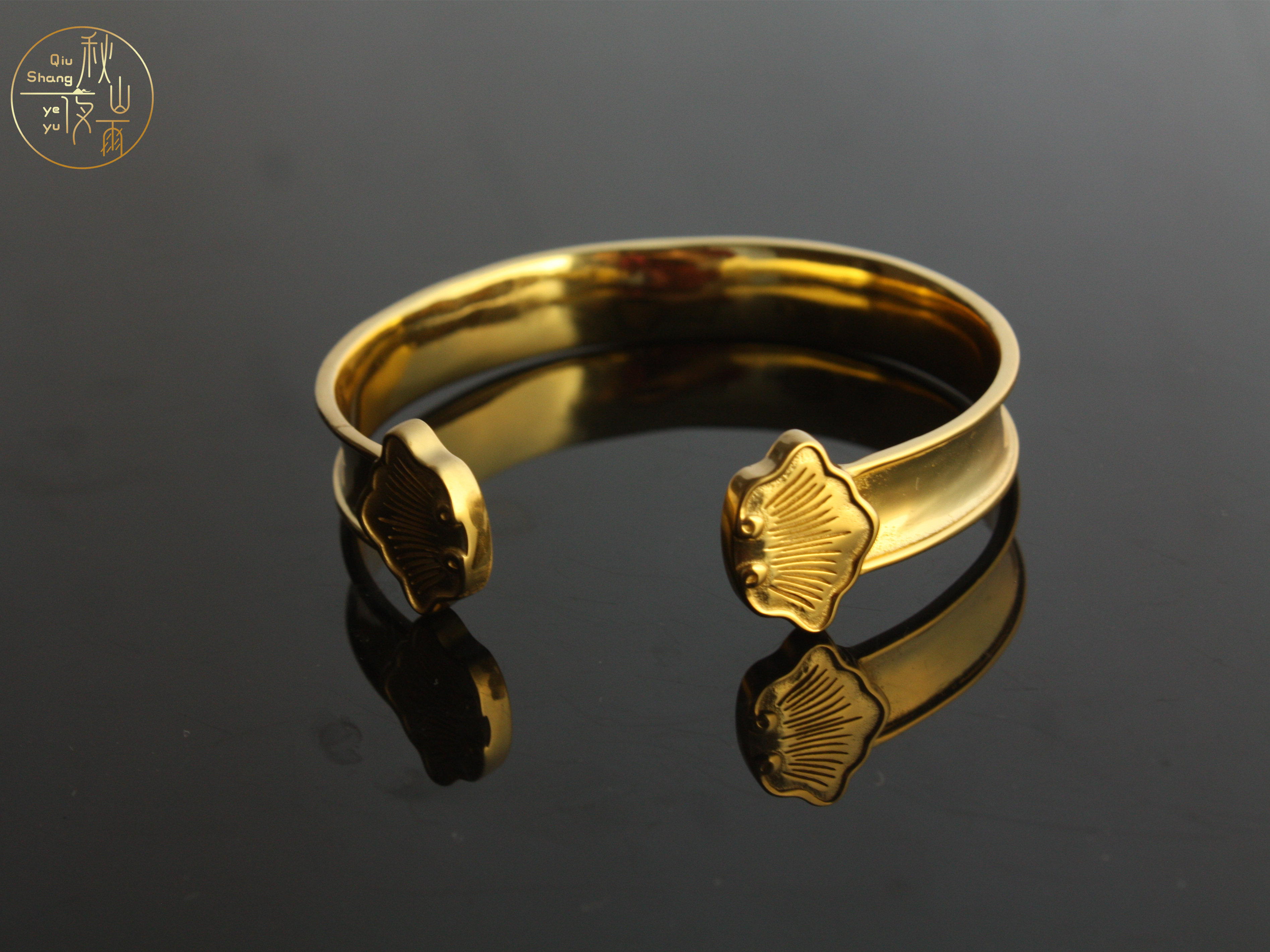 秋山夜雨  复原明代如意金镯手镯银镀金古代金银器首饰配饰汉服