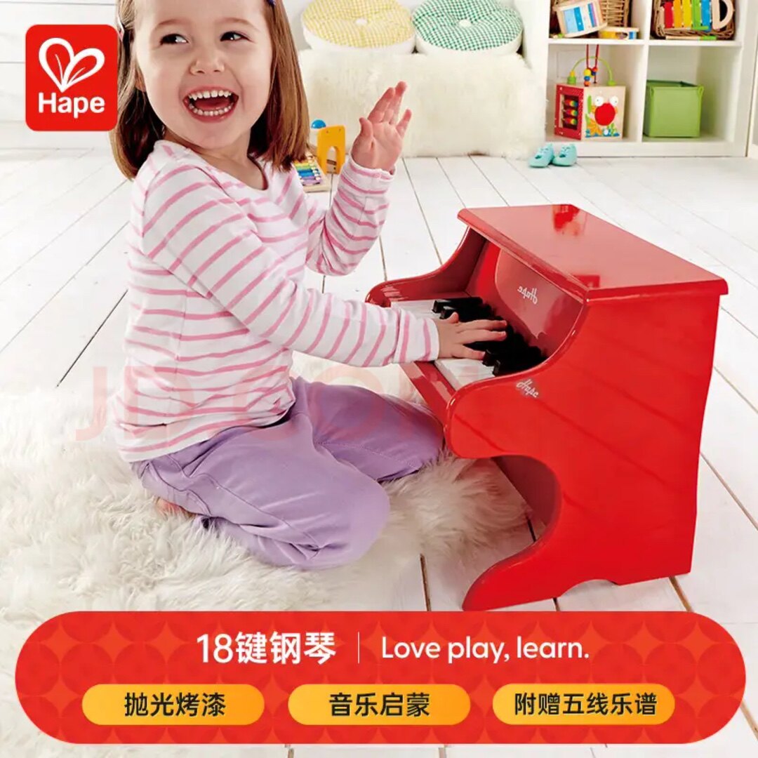 Hape18键小钢琴3-10岁宝宝早教早旋律音律木制儿童 音乐益智E0318图片