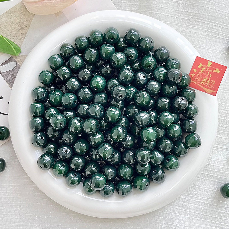 天然帝王绿菩提手串散珠diy佛珠手链高抛菩提子散件配饰文玩