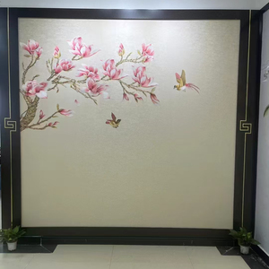 刺绣无缝壁布新中式客厅背景墙布