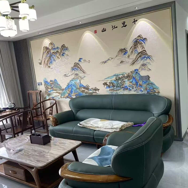 言绣独秀山水墙布独绣千里江山刺绣壁布中式客厅电视沙发背景新款,家装主材,无缝墙布/无缝壁布,淘宝优惠券,粉丝福利购,淘宝优惠卷