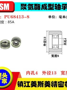 美斯美透明包胶轴承滑轮85A聚氨酯滚轮静音耐磨压轮MSM-PU68413-8