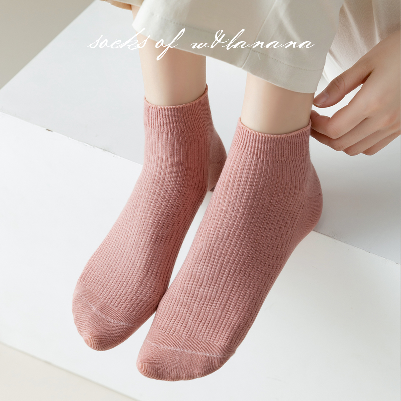 纯棉条纹短袜夏季女士薄款不捂脚