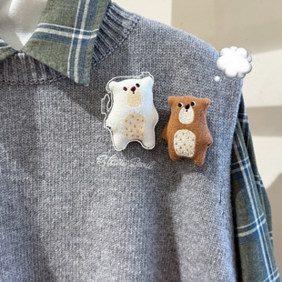 可爱小熊布艺胸针卡通别针毛绒可爱软萌儿童包包衣服配饰女胸针