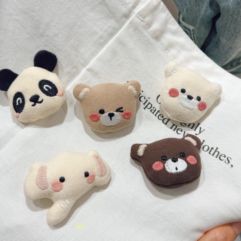 春款布艺卡通腮红小熊熊猫大象公仔玩偶胸针配饰包包衣服头饰