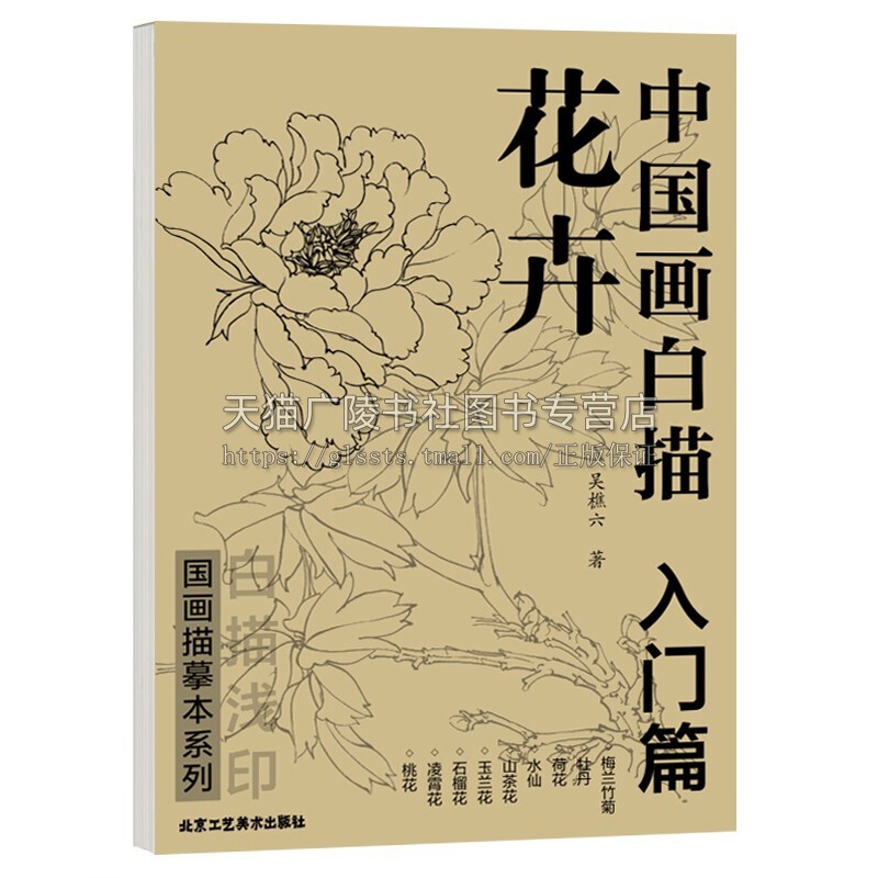 中国画白描 入门篇 花卉 描摹本 零基础白描入门国画临摹白描画谱底稿工笔画绘画技法艺术书籍经典畅销全新正版北京工艺美术出版社