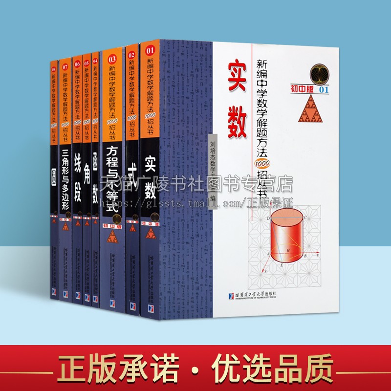 新编中学数学解题方法1000招初中版丛书（共八册） 初中版数学不等式应用解题方法教材 函数1实数 三角形与多边形解题 方法 正版