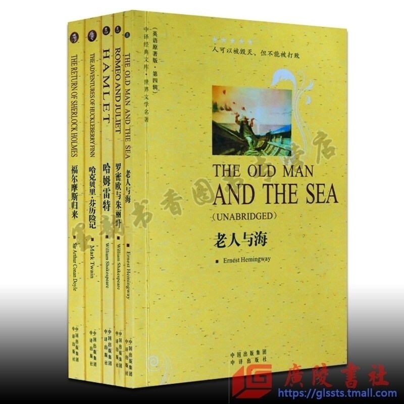 正版包邮 英文原版小说全英版5册 纯英文原版书 成人青少年儿英语原著版 中译经典文库·世界文学名著 哈克贝里·芬 畅销书籍