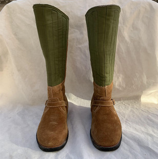 库存老货纯牛皮翻毛羊毛毡靴户外马靴摩托男靴子户外防寒靴