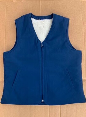 防寒冬季保暖蓝色皮毛一体羊毛马甲皮背心