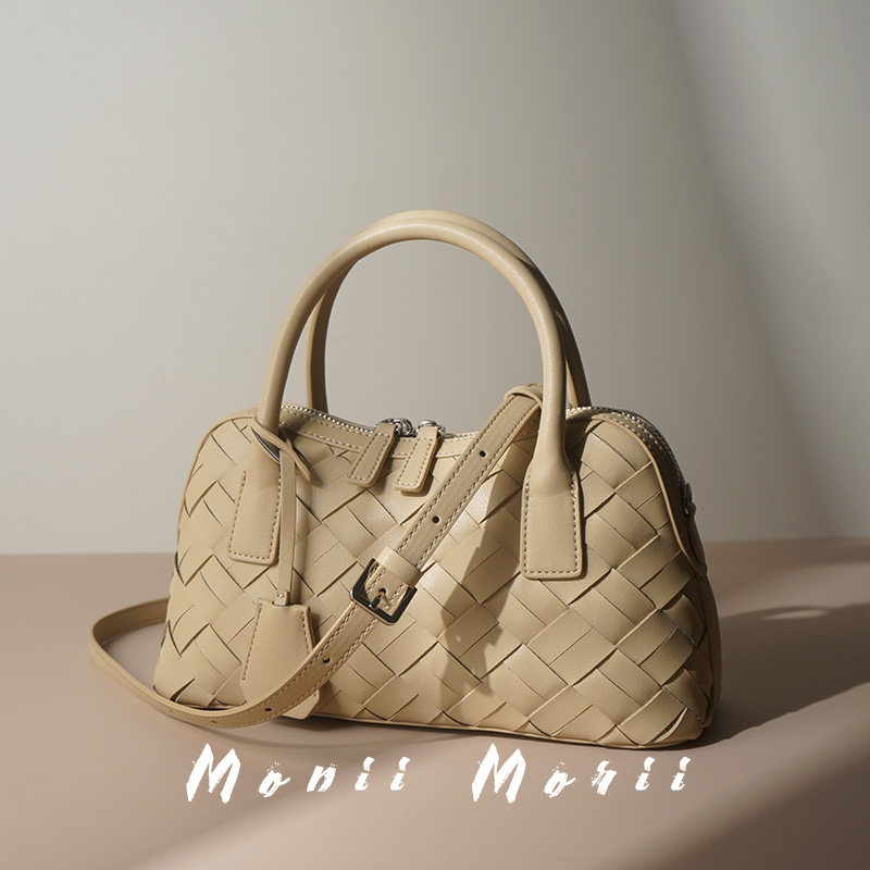 怪兽君2025新款时尚编织包真皮手拎包个性斜挎包单肩包牛皮包包潮