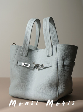 怪兽君小众真皮菜篮子包通勤水桶包头层牛皮手拎包单肩包高级感潮