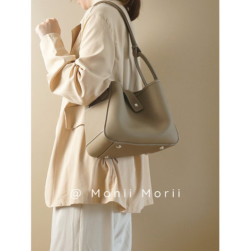 怪兽君头层皮托特包真皮菜篮子包