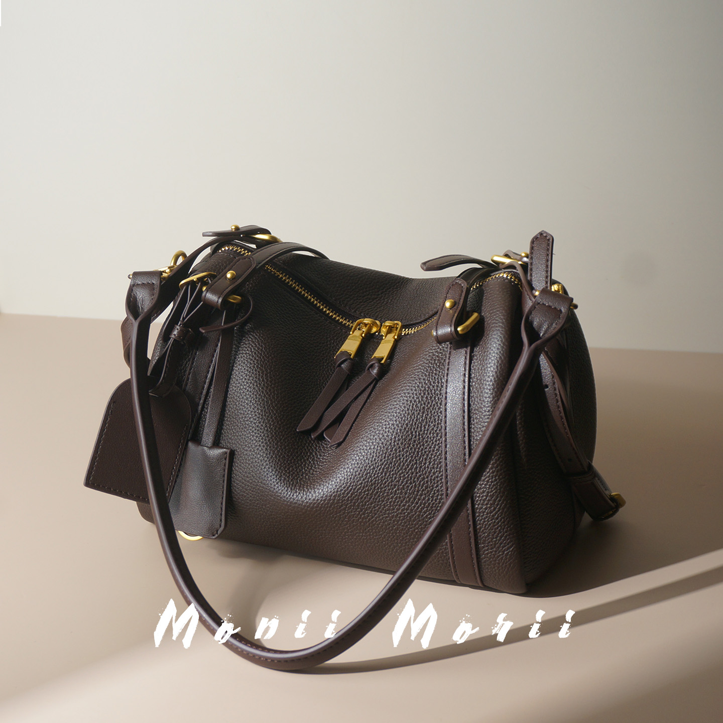 怪兽君真皮枕头包波士顿包单肩包