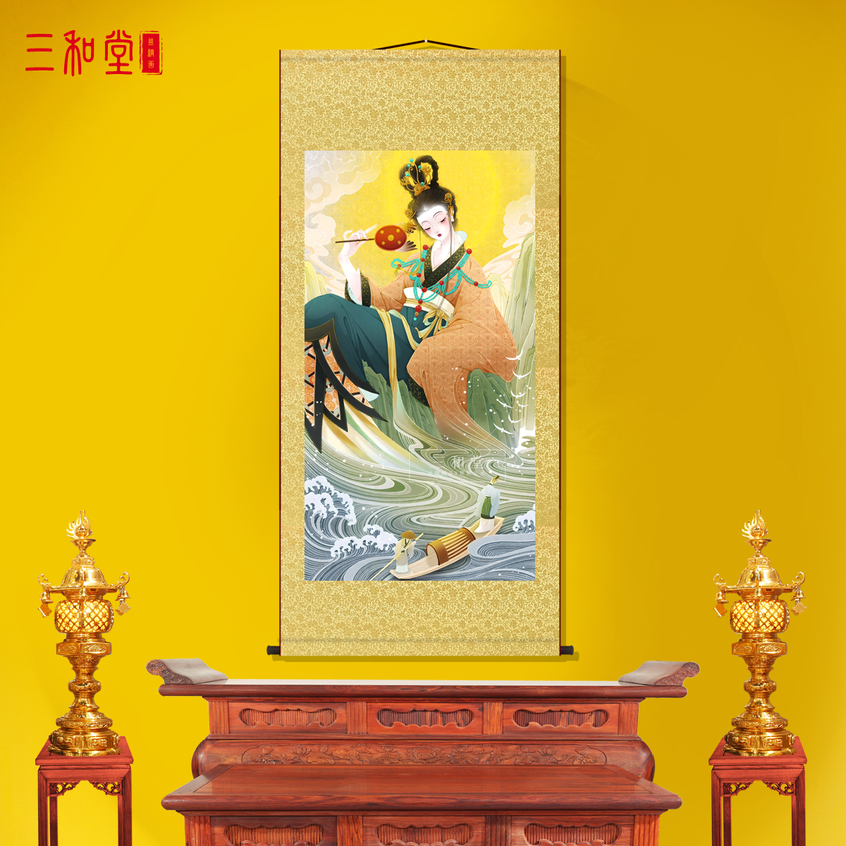 洛神画像古代神话人物画洛水女神宓妃神像中式丝绸工艺墙壁画国画