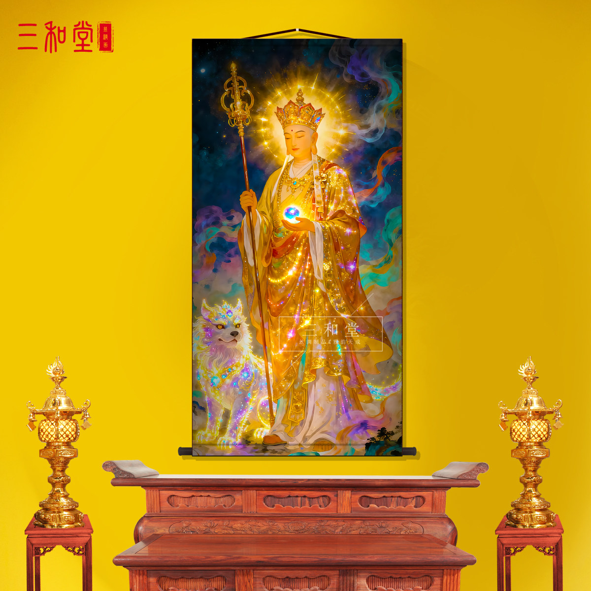 高清庄严地藏王菩萨画像挂画佛堂家用装饰堂屋供奉佛像画卷轴挂画,家居饰品,国画,淘宝优惠券,粉丝福利购,淘宝优惠卷