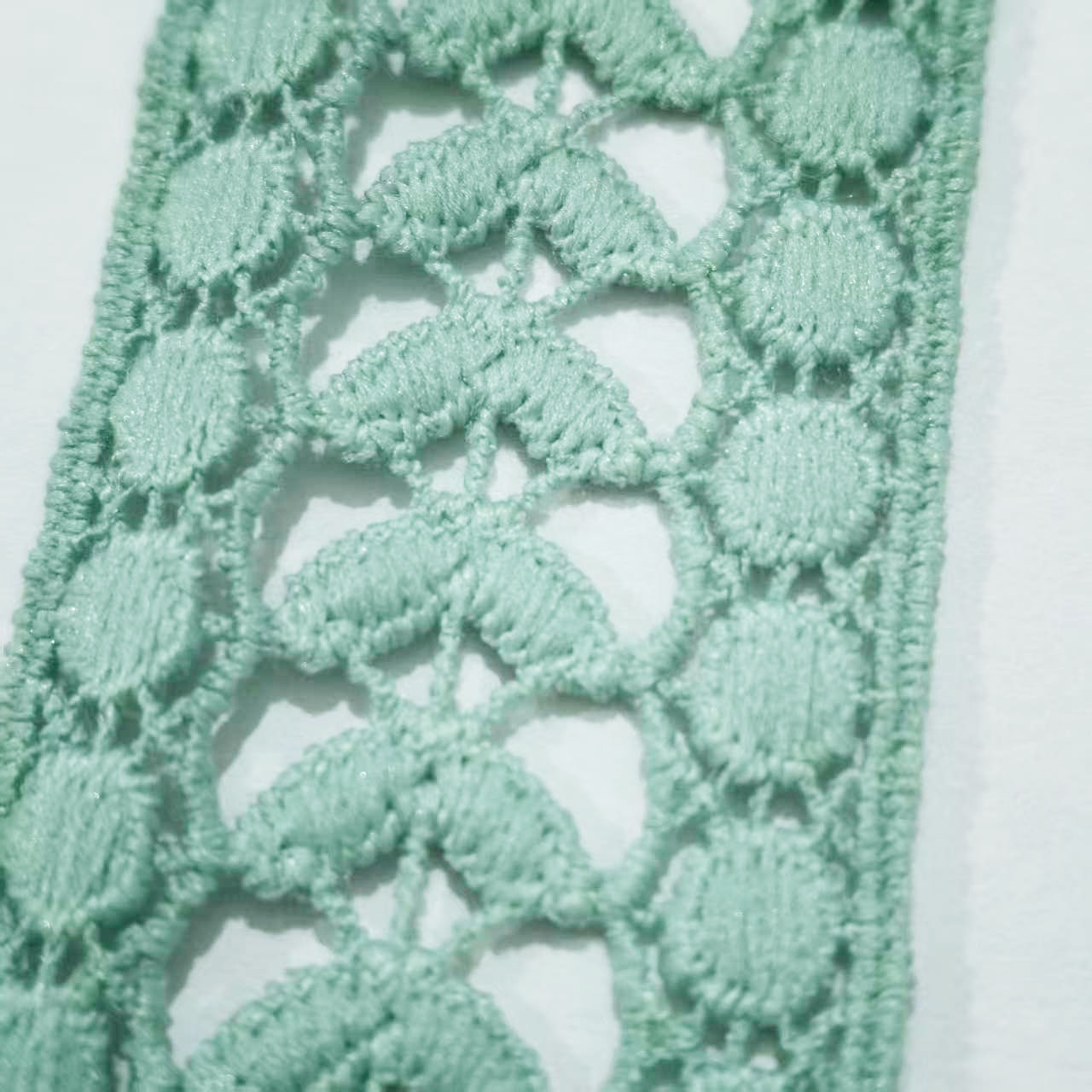 3.5CM宽浅绿色绣花花边