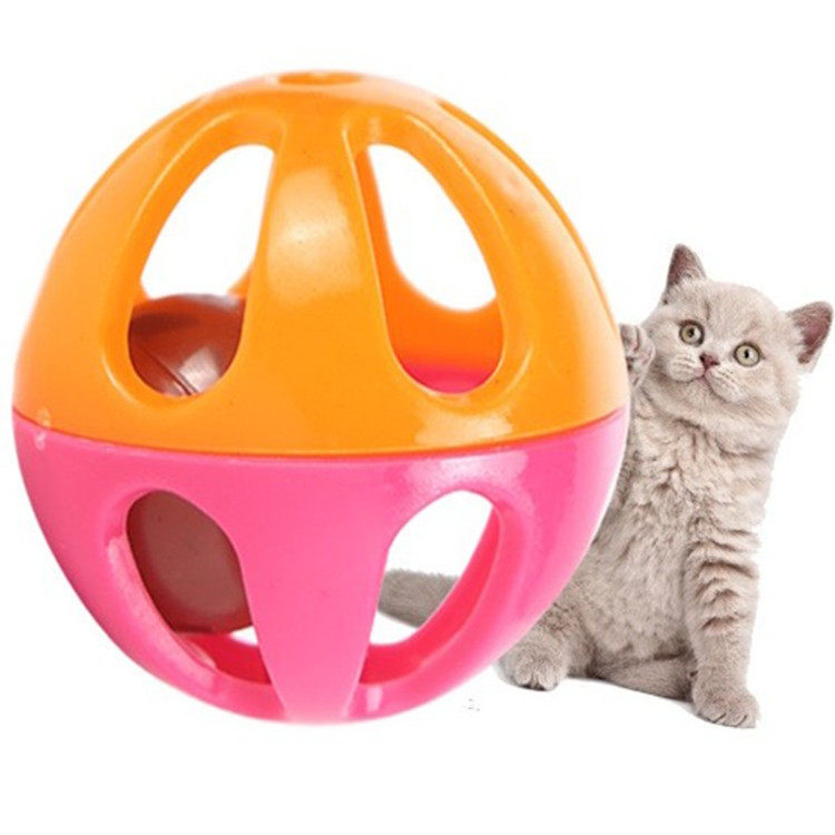 塑料铃铛球猫玩具双色铃铛发声声音清脆猫咪互动宠物解闷自嗨玩具