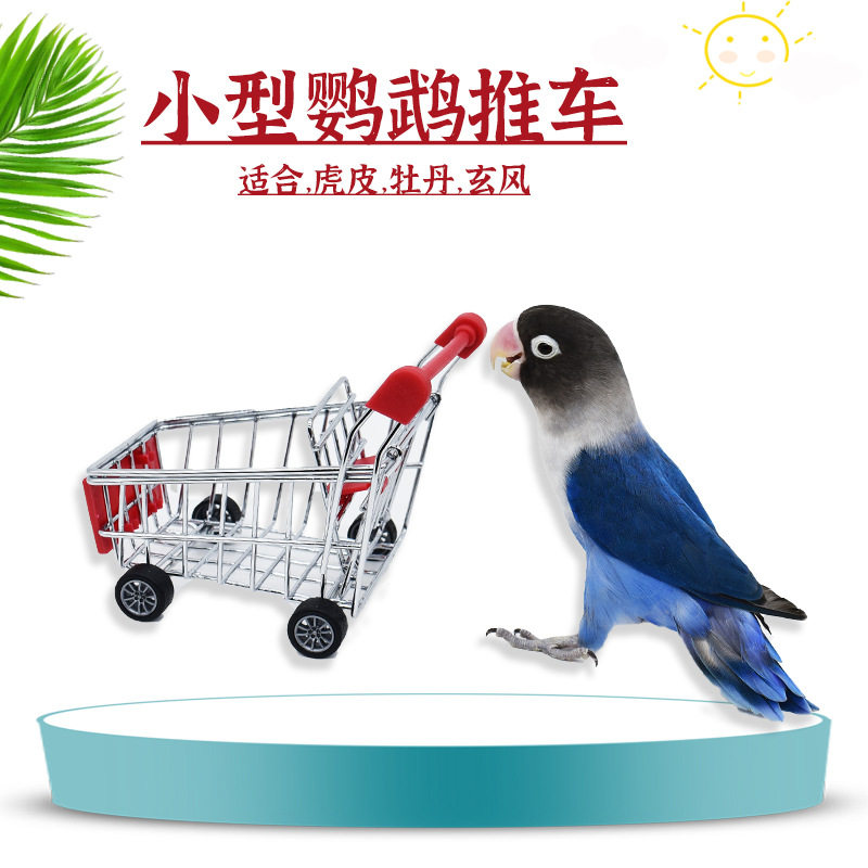 鹦鹉鸟玩具推车小型小号购物车虎皮牡丹互动道具宠物鹦鹉训练玩具
