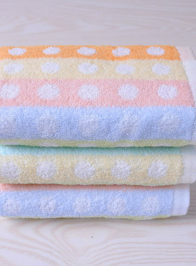 洁玉家庭装经典款圆点毛巾纯棉面巾 FR04-011F套装洗脸毛巾满包邮