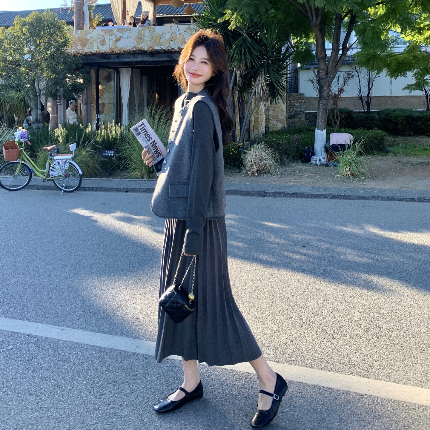 已出货春装新款毛呢马甲长裙两件套连衣裙8189p195k318,女装套装/套裙,2B186
