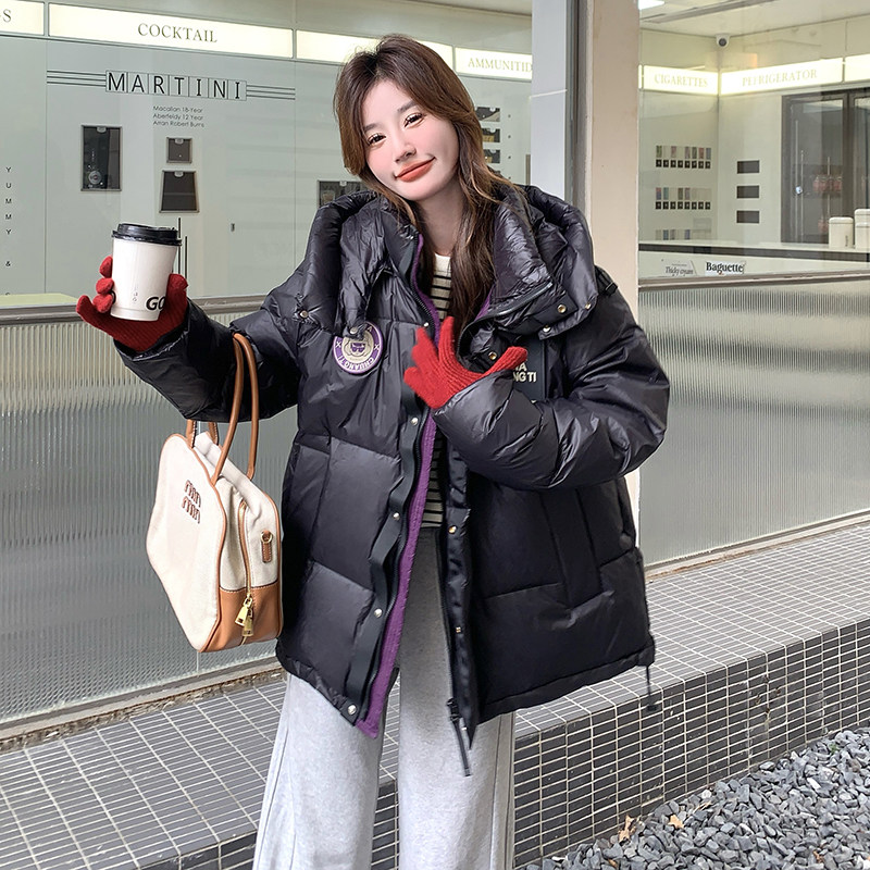 现货新款贴标加厚连帽男女同款黑色羽绒服外套8056p295k448,女装羽绒服,浙宝186