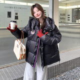现货新款贴标加厚连帽男女同款黑色羽绒服外套8056p295k448，女装羽绒服，浙宝186
