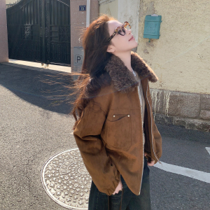 新款图秋冬麂皮绒外套 8167p205k328 内里加绒，女装短外套，浙宝186