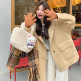 韩系减龄连帽双面羊绒大衣女2025秋冬季新款显瘦短款加厚呢子外套，女装毛呢外套，浙宝186