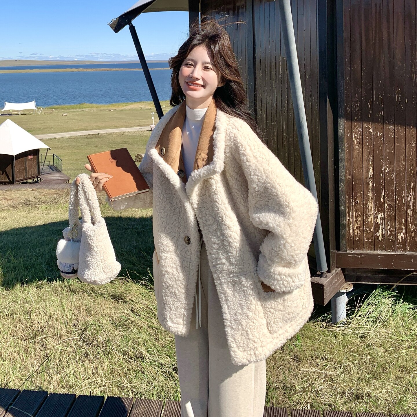 主推款加厚皮毛一体外套羊羔毛两面穿大衣8156p210k328,女装皮草,2B186