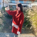 已出货春新款薄红色毛呢蕾丝拼接套装两件套8187p150k238，女装套装/套裙，2B186