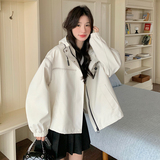 新款现货春重工喷绘连帽宽松休闲冲锋衣外套8071p165k238，女装短外套，浙宝186