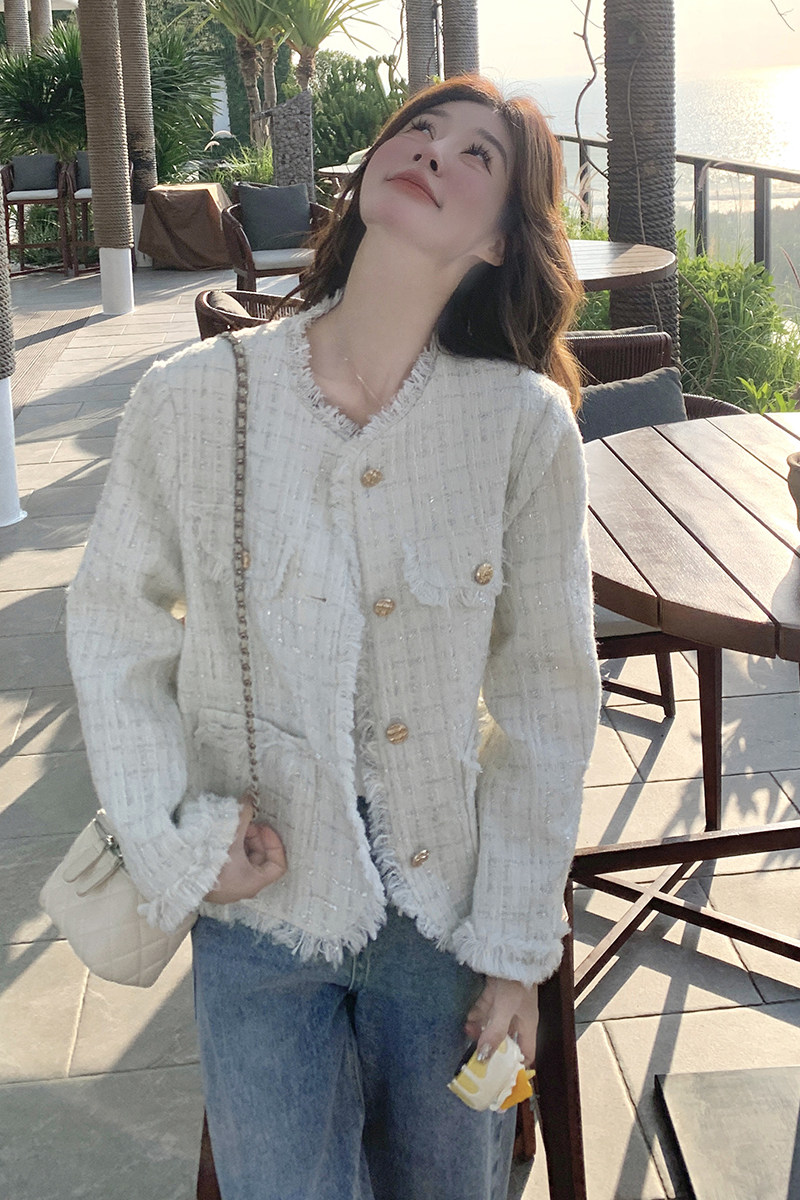 春新款主推金丝拉毛小香风外套8062p145k208,女装短外套,2B186