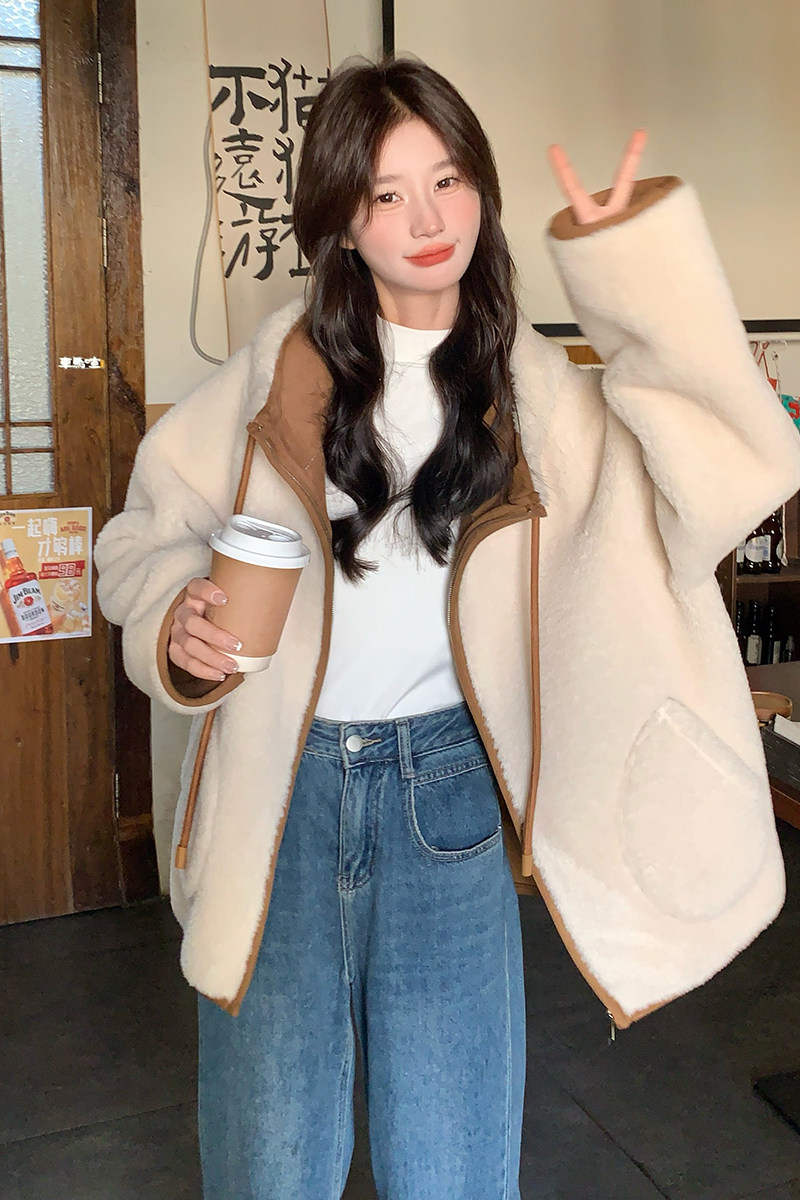 现货秋冬连帽皮毛一体加厚毛毛外套8058p195k288,女装棉衣/棉服,浙宝186