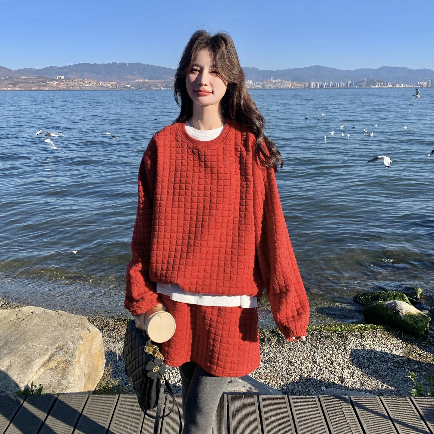 已出货春新款手发图红色套装三件套8188p175k278,女装套装/套裙,2B186