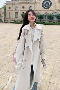 韩系设计感收腰气质风衣外套女2025春秋季新款显瘦时尚温柔风上衣图片